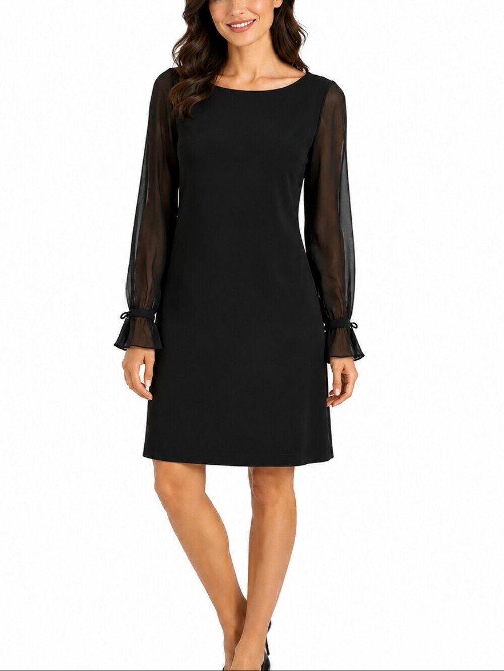KARL LAGERFELD Little Black Sheer Split Sleeve Cocktail Dress